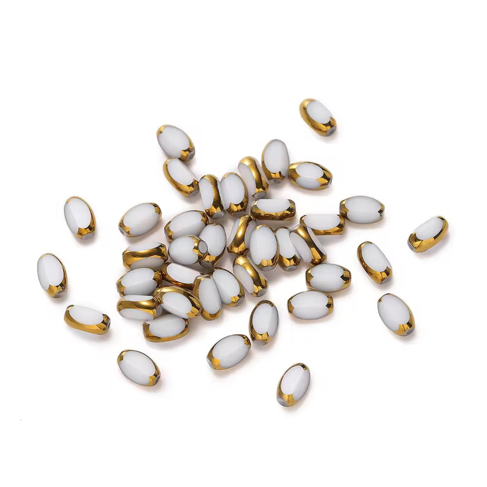 GB01A Gold Edge Faceted Crystal glass bead ( 1 pc ) Lampwork Bead