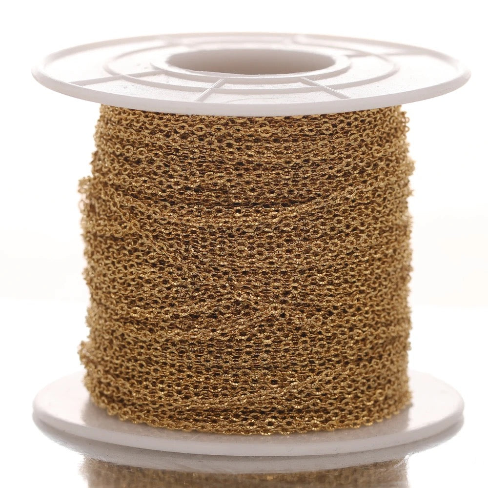 CN 131 Embossed dainty gold Stainless steel chain ( 1 feet ) Anti tarnish