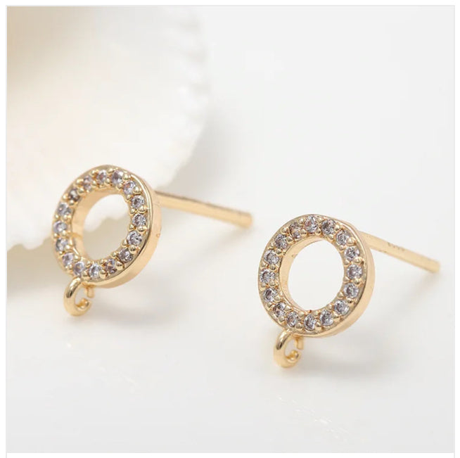 SS 552 zircon crystal round stud ( 2 pc ) Anti tarnish