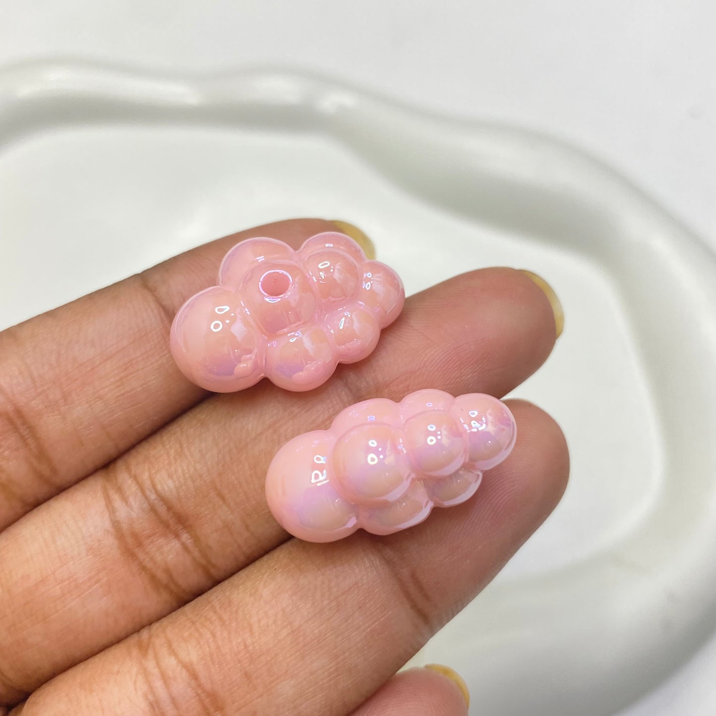 BBB 174 (A) Pink iridescent bubble cloud Acrylic bead (1PC)