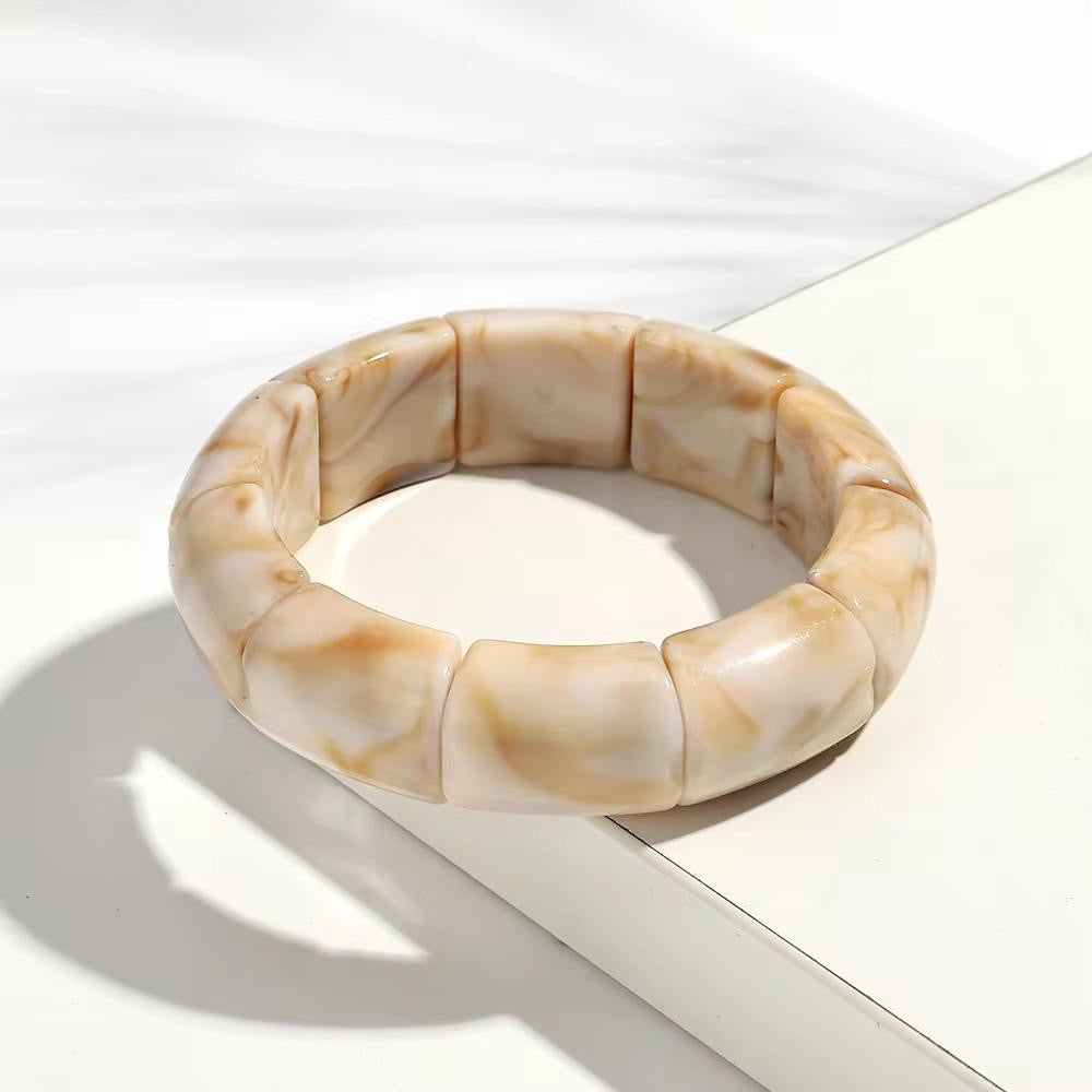 SJ 634 Cream Marble simple bohemian resin acrylic bracelet - Anti tarnishing