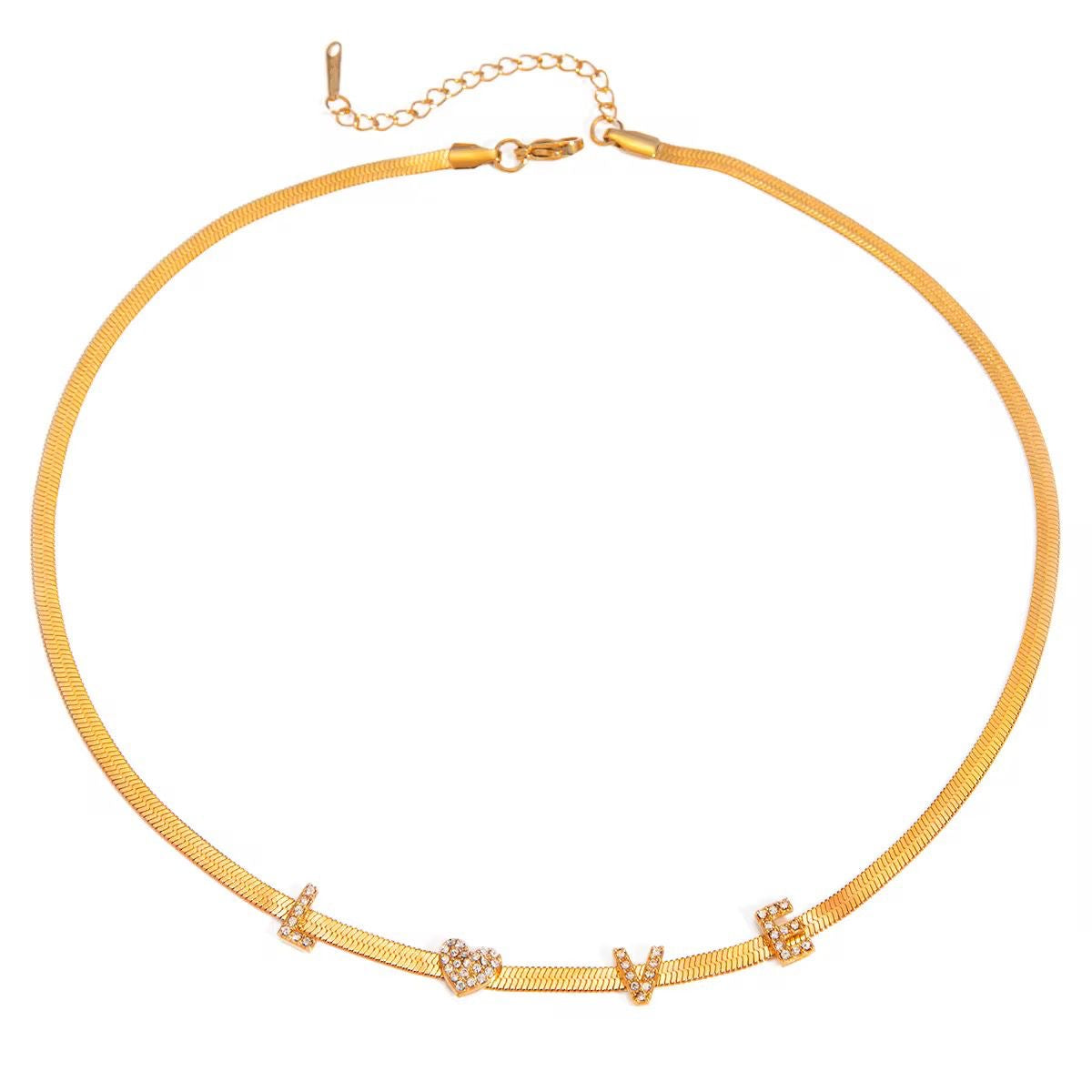 SJ 664 Love Zircon Snake chain Necklace - Premium Collection - 18k Gold PVD plated stainless steel - Anti tarnish