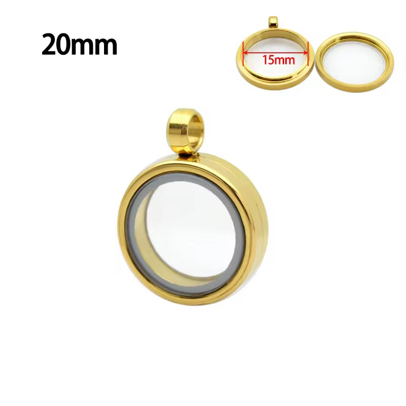 FL 2541 Floating Glass Locket 18k gold plated stainless steel ( 1 pc ) - anti tarnish