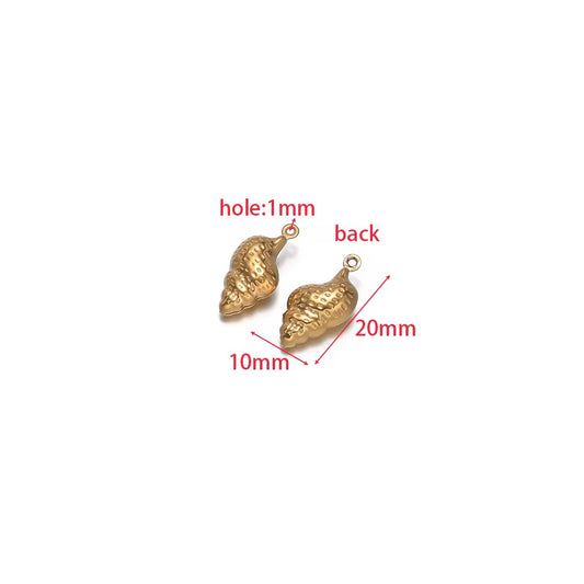 SC16N Textured Conch charm 18k Gold PVD 316 stainless steel ( 1 pc ) Anti tarnish