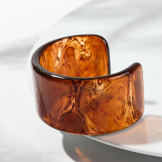 RJ 08 Amber Semi circular Wide Cuff Bracelet - Anti tarnish