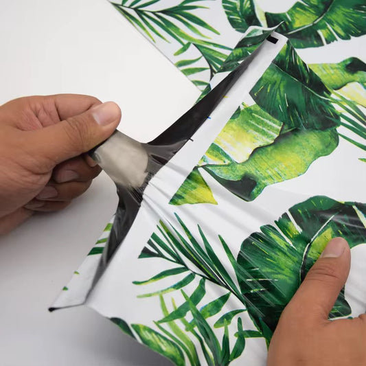 Tropical Leaf Poly Mailer Bag - Waterproof & Double Sided - Designer Premium Packaging ( 10:13 inch )