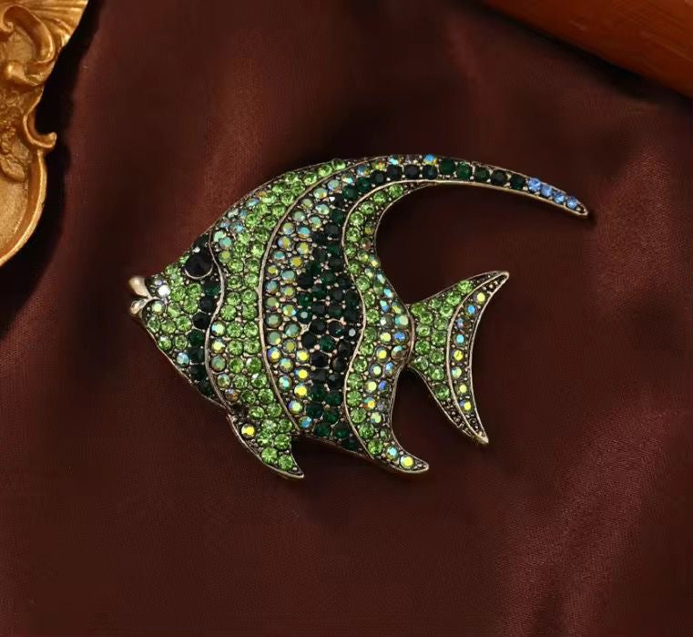 BR 103 Green Dora Fish Zircon Brooch ( 1 PC ) Anti Resistant