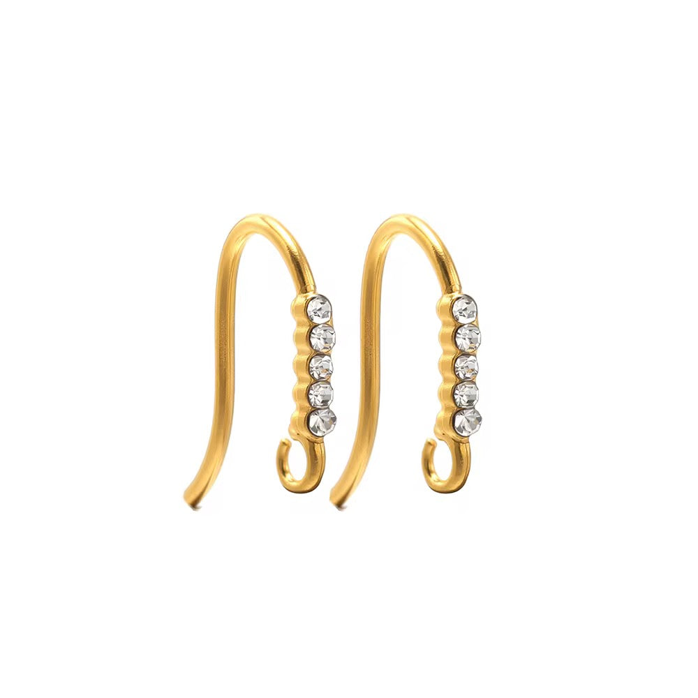 SS 3013 Zircon Hook 18K Gold PVD plated stainless steel ( 2 piece ) Anti tarnish