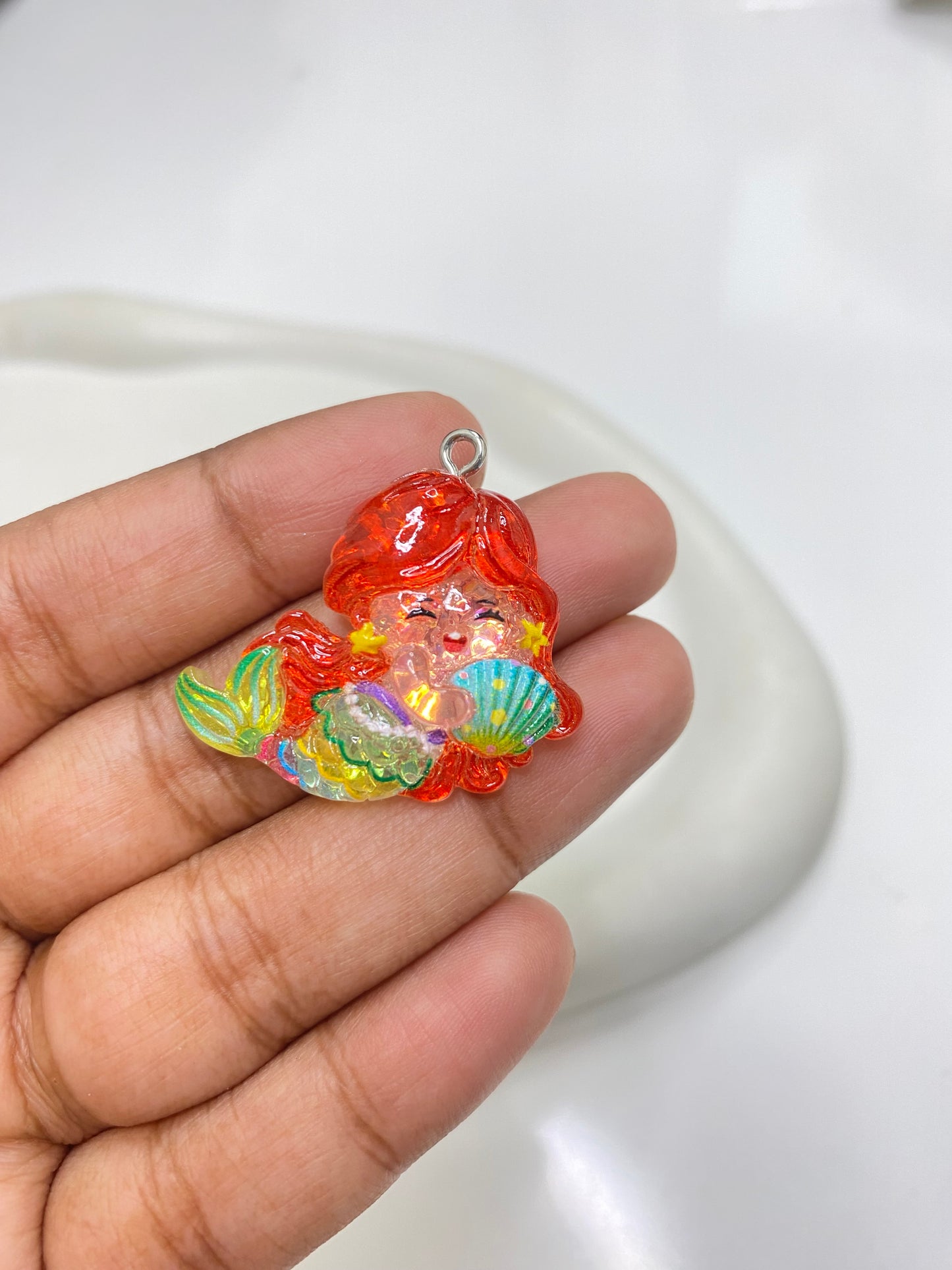 RC 2213 Mermaid Resin charm with hook ( 1 pc )