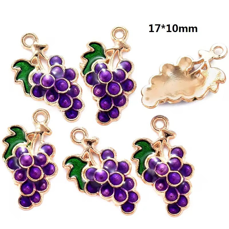 SS 2135 Grapes Fruit enamel charm ( 1 pc ) High quality shine