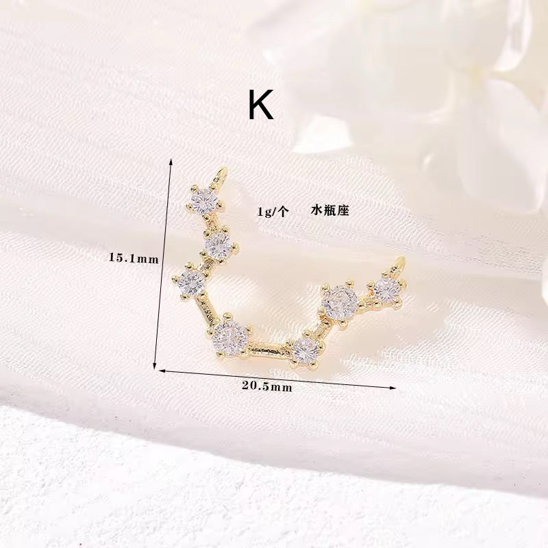 CZ 2383 Constellation singns Zircon 14k gold plated charm ( 1 pc ) - anti tarnish