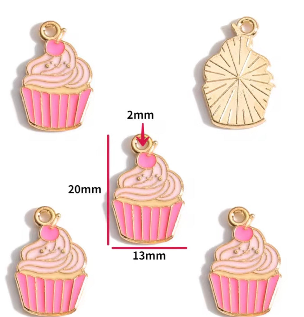 BBB 394 (f) Cupcake Pink Enamel Charm ( 1 pc ) High Quality Shine