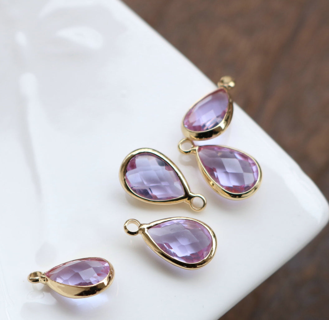 BBB 146 (C) light purple teardrop zircon 10mm charm ANTI TARNISH (1PC)