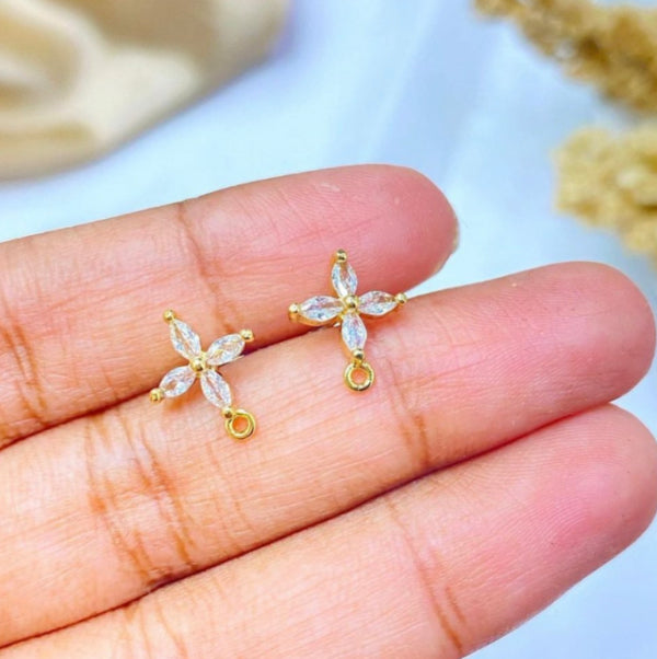 SS 566 zircon crystal stud -( 2PC)