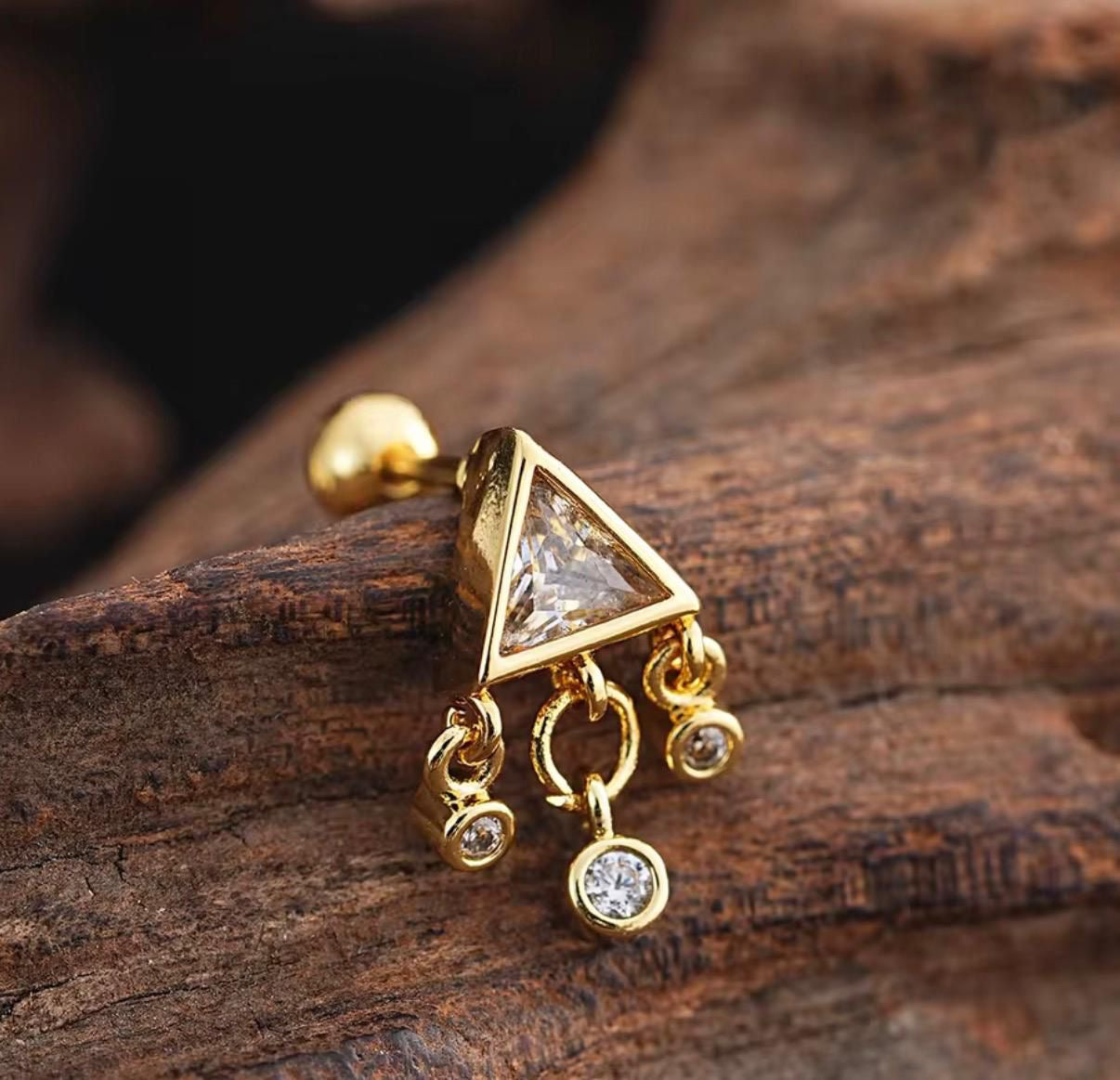 MSJ04L Zircon kids / 2nd Piercing Stud ( 1 pc ) - 18k Gold PVD