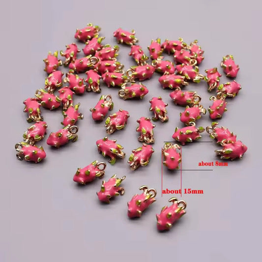 SS 2879 Dragon Fruit enamel 14k gold plated charm ( 1 pc ) Anti tarnish