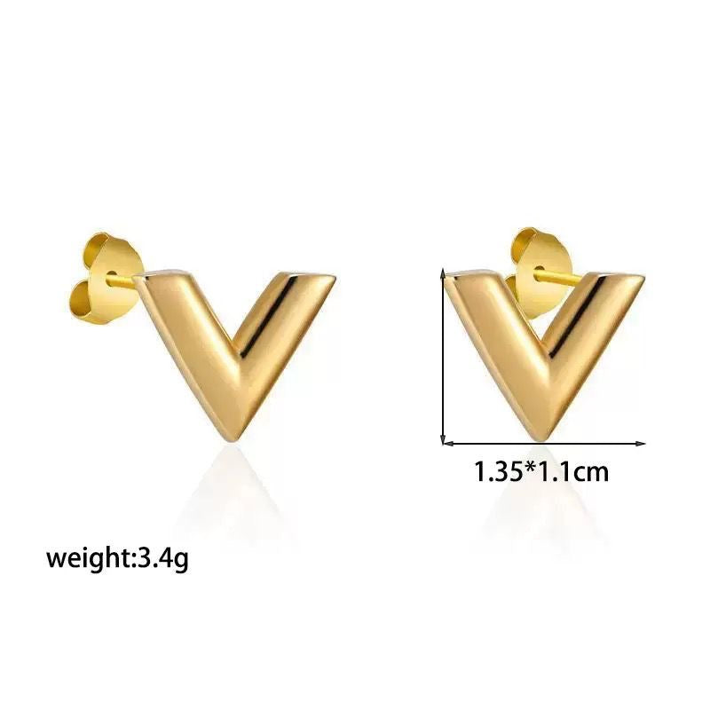 ESJ32G V shaped Earrings 18K gold pvd plated