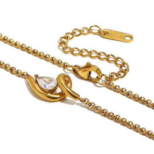 SJ 972 Water Drop Zircon Necklace - Premium jewellery- 18k Gold PVD plated stainless steel - Anti tarnish