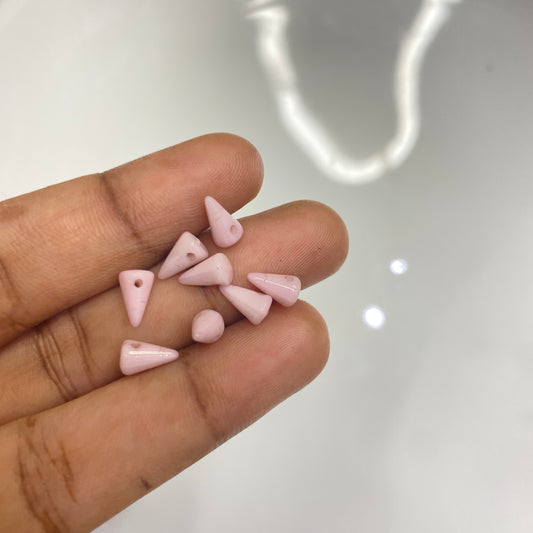 BBB 113 (B) Czech Pressed Glass Spike Beads Opaque Light Rose Ceramic Look - (1PC)