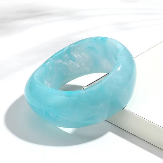 RJ 20 Aqua Blue Marble Chunky Irregular Bracelet ( 6.30 cm ) - Anti tarnish