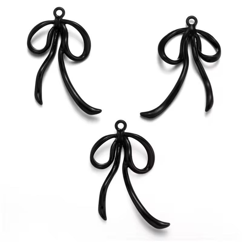 BBB 413 Wavy Bow Spray Painted alloy Charm ( 1 pc ) High Quality Shine