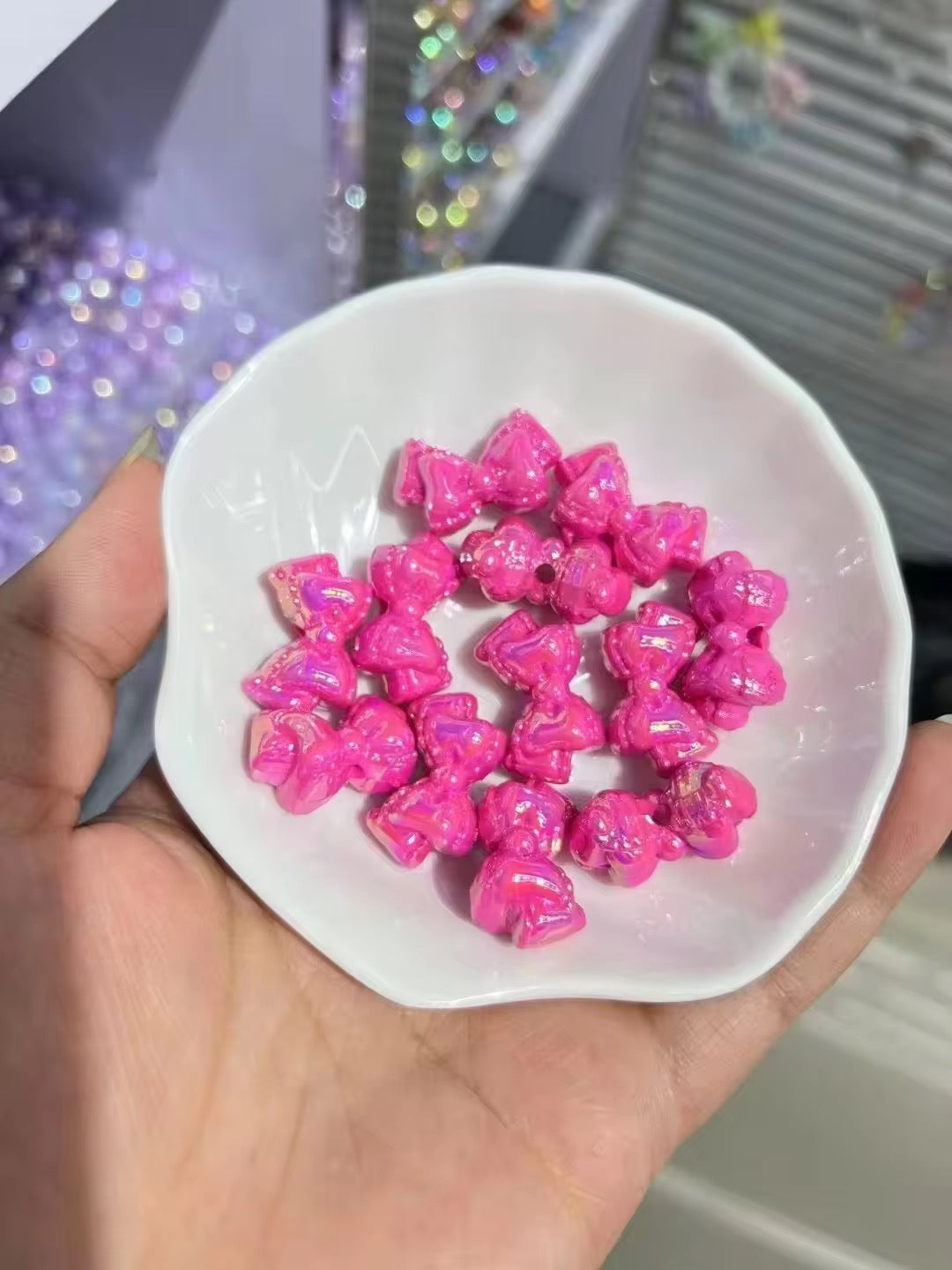 BBB 397 Bow Luminous Bead ( 1 pc ) UV Plated Acrylic ( 25*15mm )