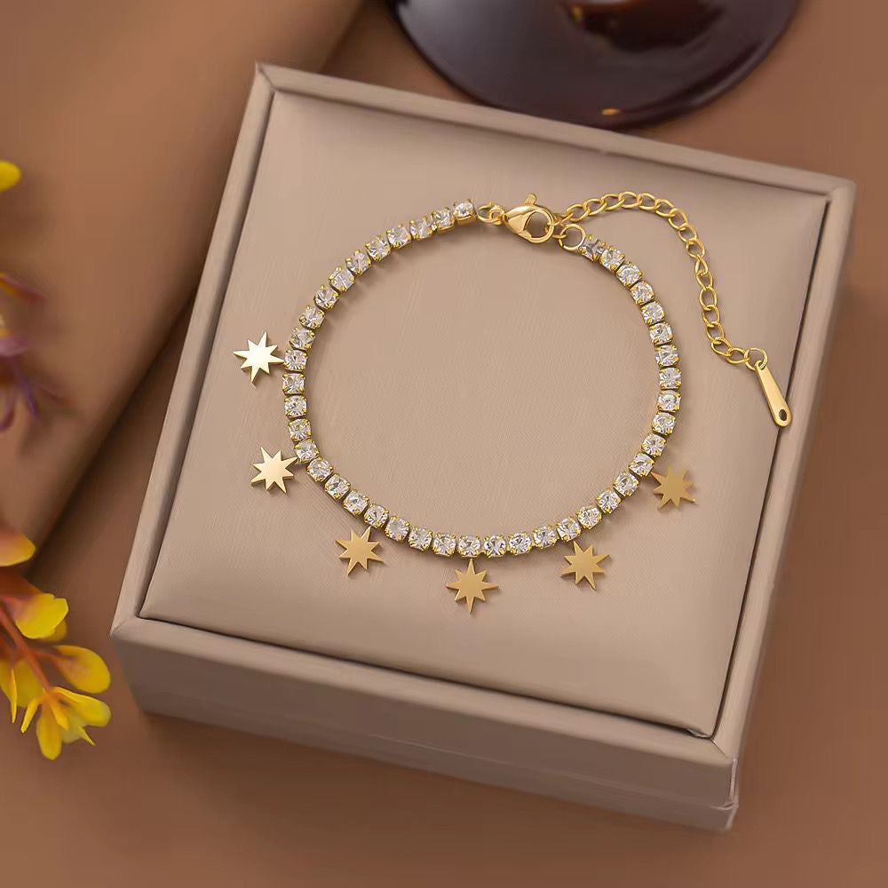 BSJ24D Zircon linked sparkle Bracelet - 18k gold PVD plated