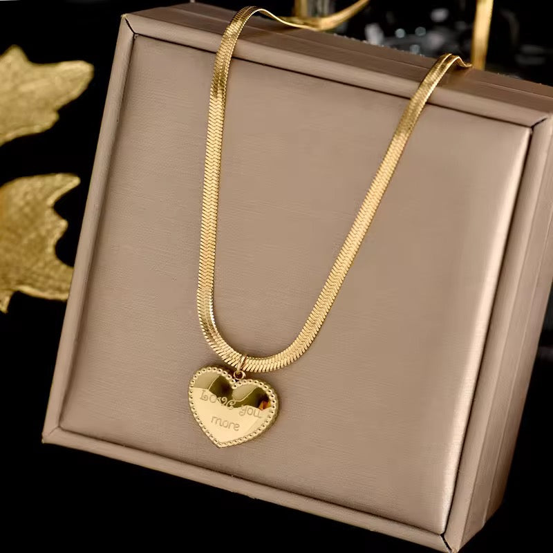 SJ 226 Love you more snake chain necklace -18k gold plated stainless steel - Anti tarnish - Wholesale