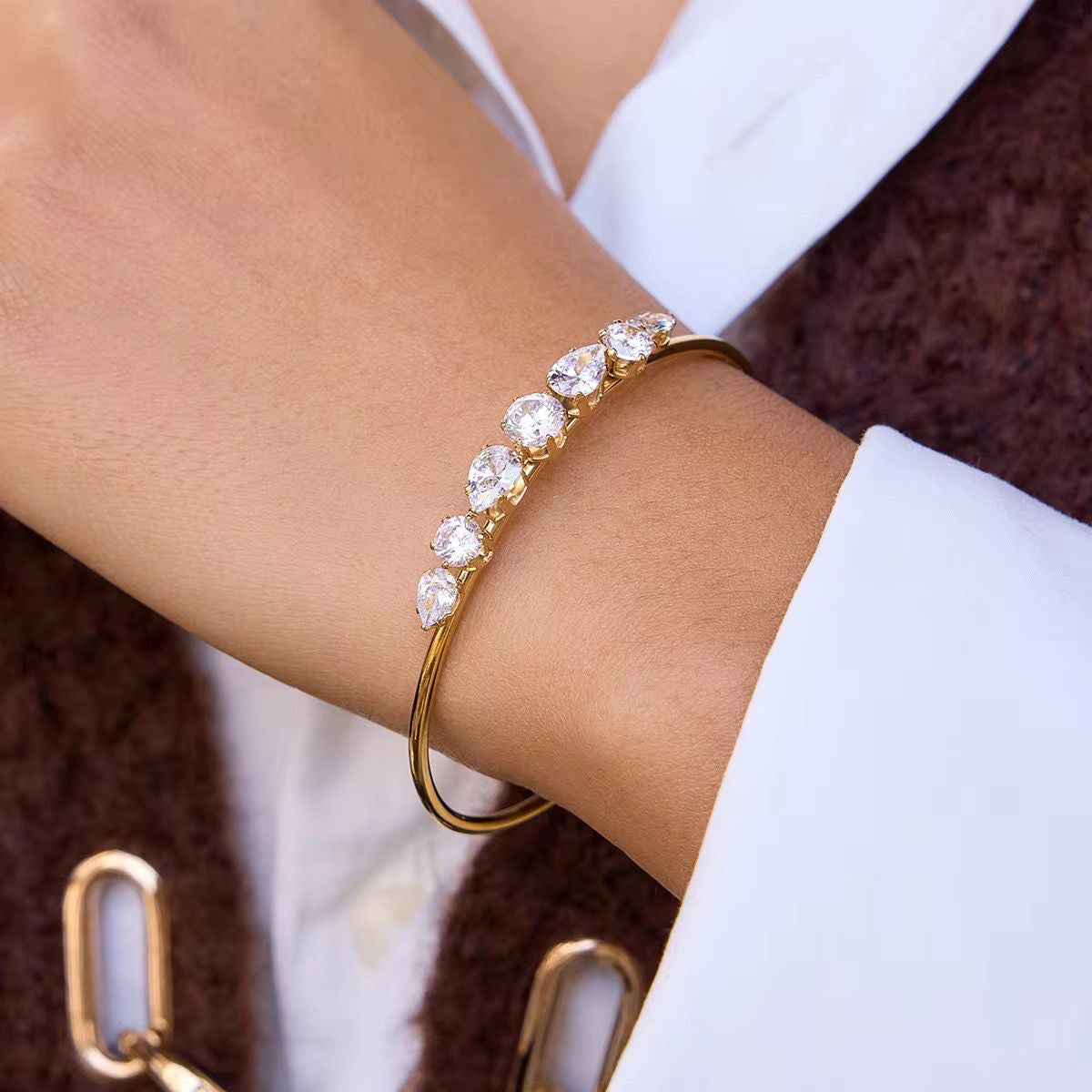 SJ 1294 zircon Bracelet - 18k gold PVD plated 316 stainless steel - Anti tarnish