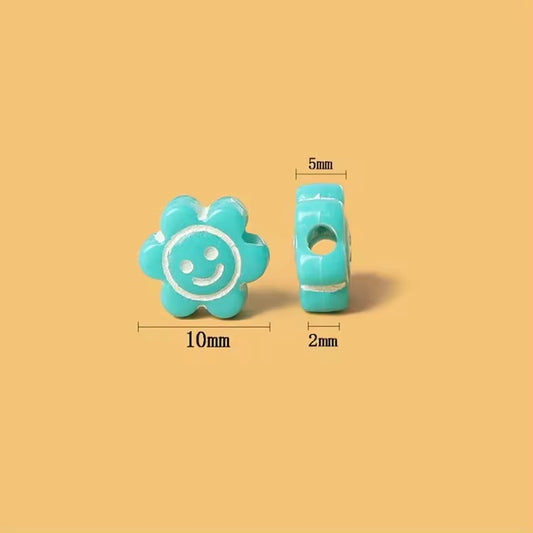 BBB 386 Smiley Flower Matte Bead ( 1 pc ) UV Plated Acrylic