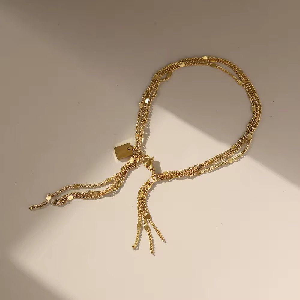 SJ 730 Tassel chains Bracelet - 18k Gold PVD plated stainless steel - Anti tarnish