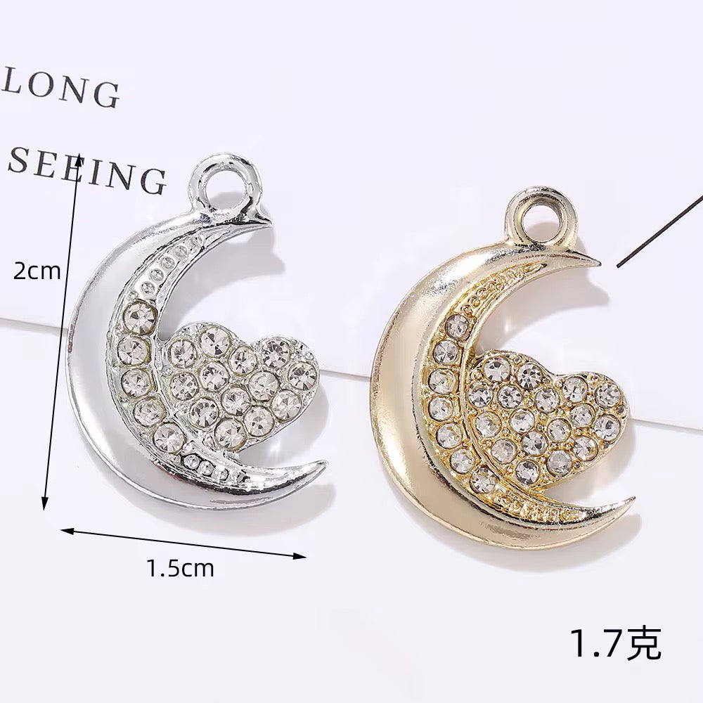 SS 2958 Moon Heart Alloy Premium charm ( 1 pc ) Tarnish Resistant