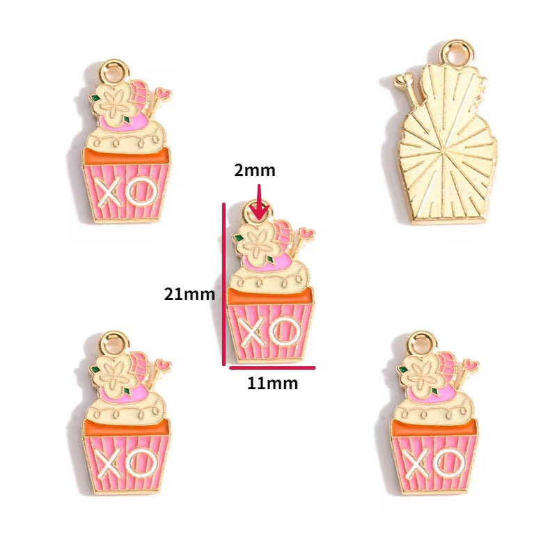 BBB 394 (d) Cup Cake Pink Enamel Charm ( 1 pc ) High Quality Shine