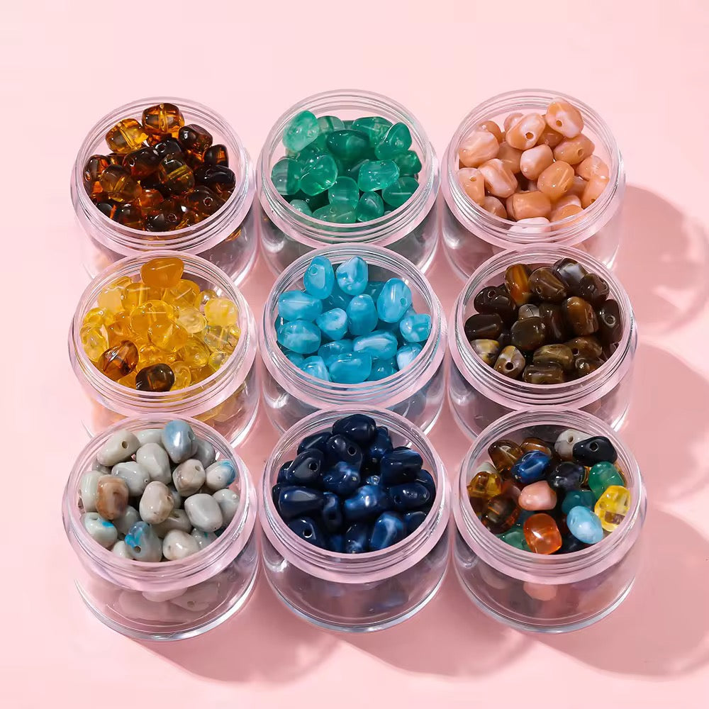 BBB 306 (k) Marble Pebble Crystal Chip Shiny Bead ( 1 pc ) UV Plated Acrylic ( 6*9 mm )