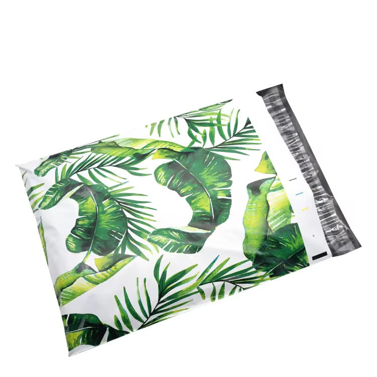 Tropical Leaf Poly Mailer Bag - Waterproof & Double Sided - Designer Premium Packaging ( 10:13 inch )
