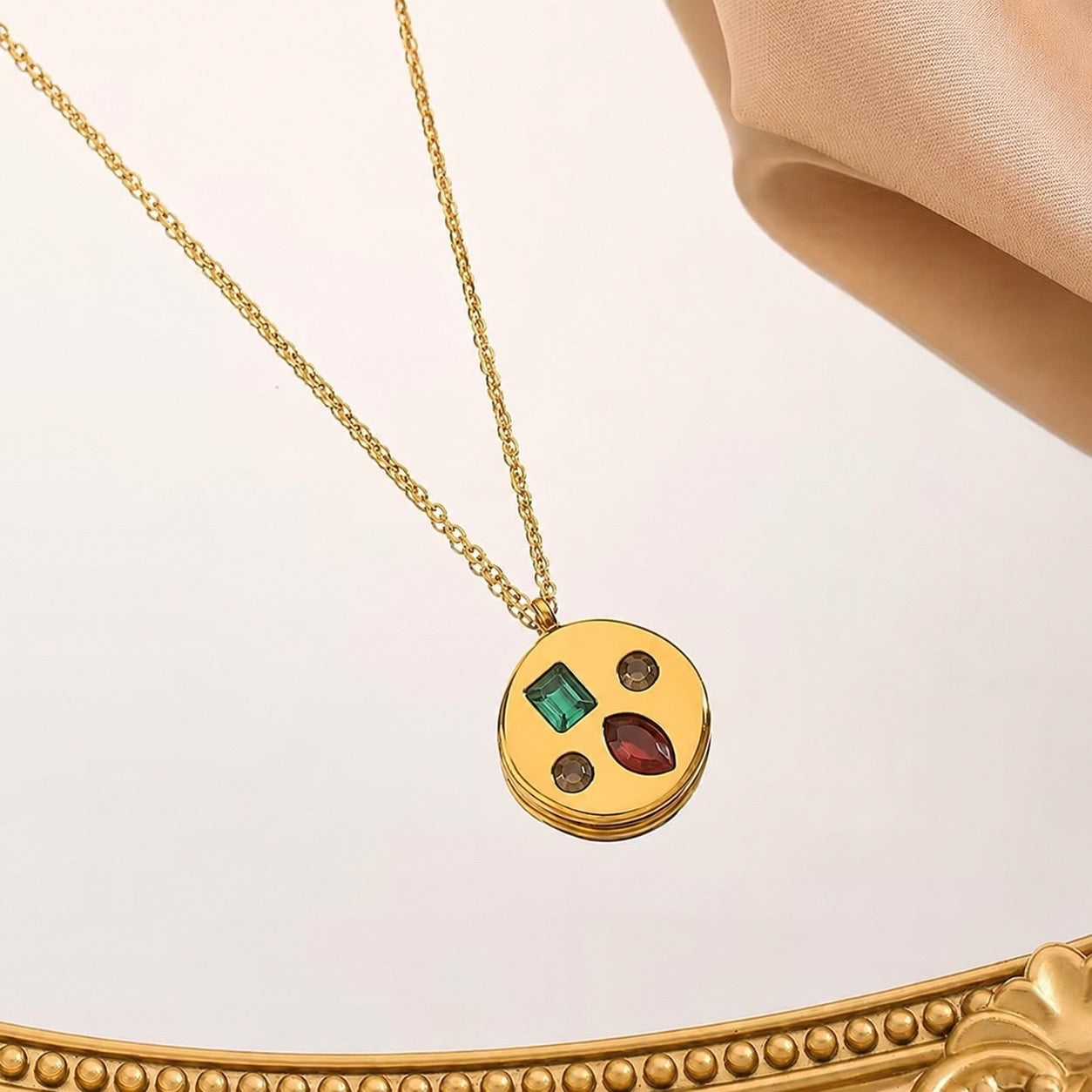 NSJ23B Different shapes Zircon Modern Necklace - 18k Gold PVD plated 316 stainless steel - Anti tarnish