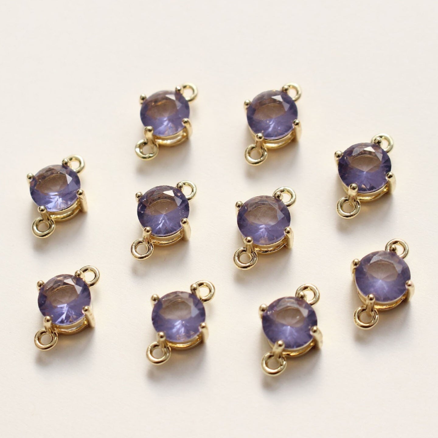 BBB 202 (B) Purple Cz connector 14k gold plated ( 1 pc ) Anti tarnish