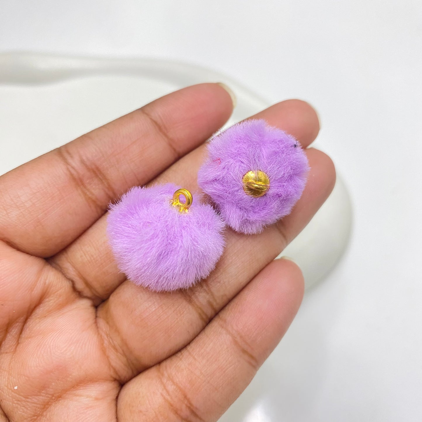 PP 1624 Dark purple Fluffy Pom Pom with hook ( 1 pc )