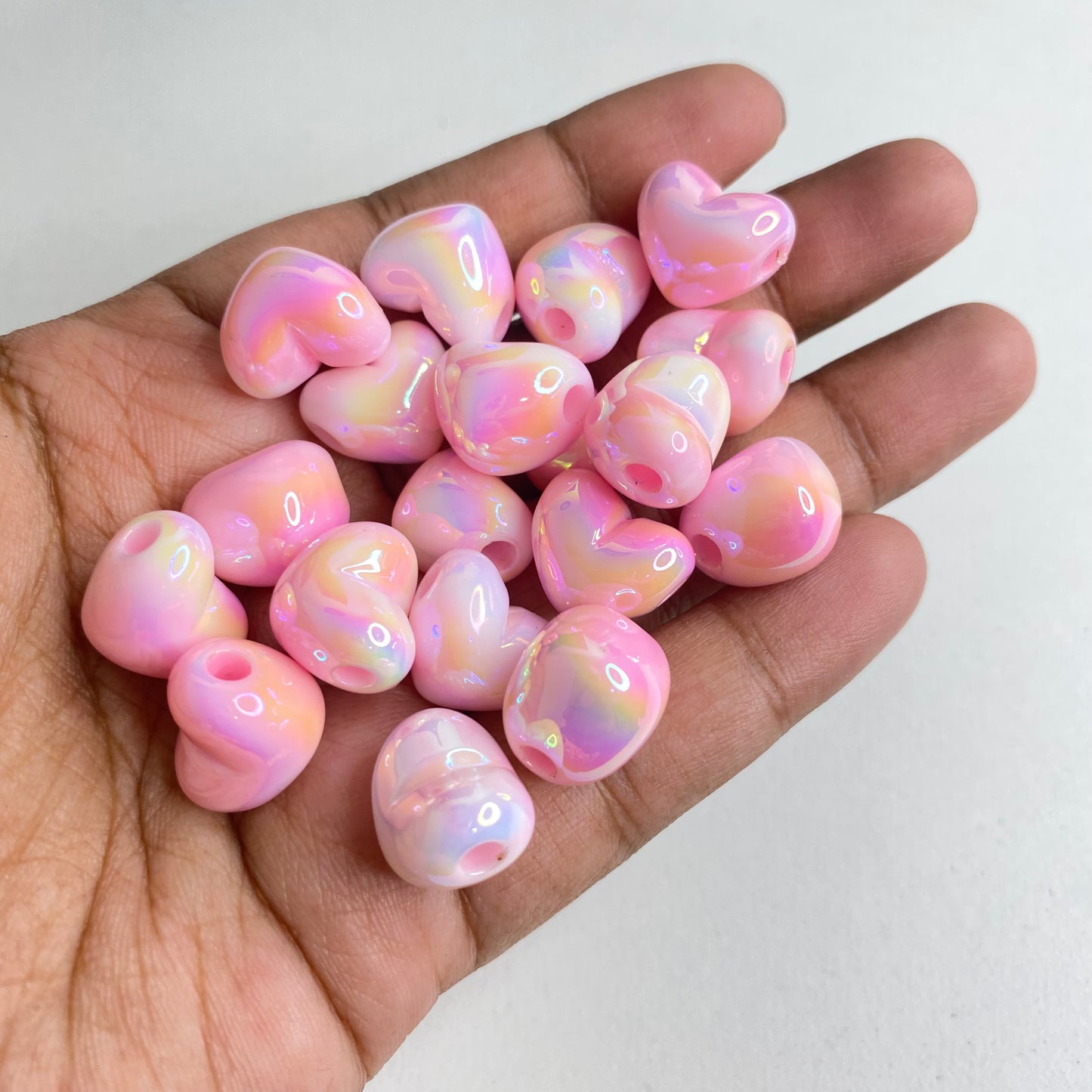 BBB 284 (e) Pink Heart dual Tone Luminous Shiny Bead ( 1 pc ) UV Plated Acrylic ( 12 mm )