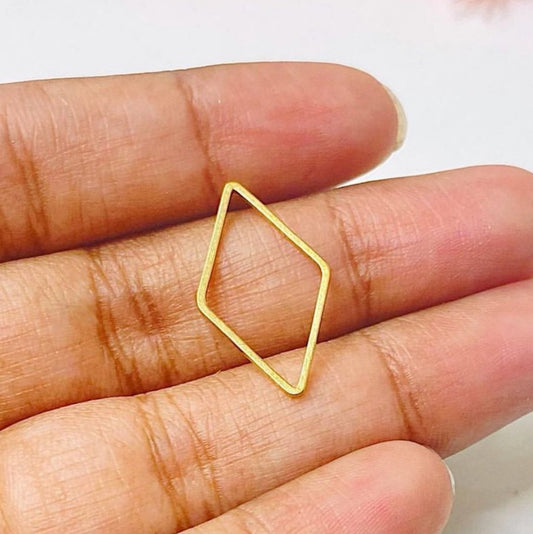 BC02B Hollow Rhombus charm (1 PC) RAW BRASS