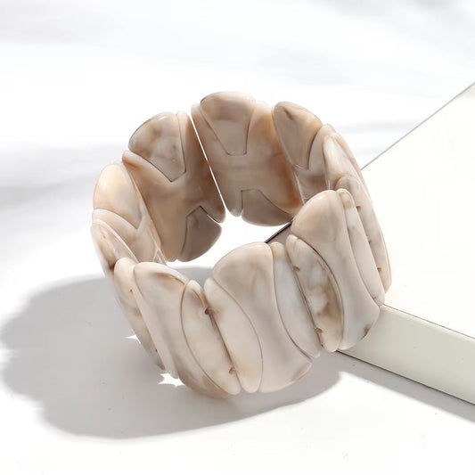 RJ 14 Vintage style Pearl shell Geometric Elastic Bracelet - Anti tarnish