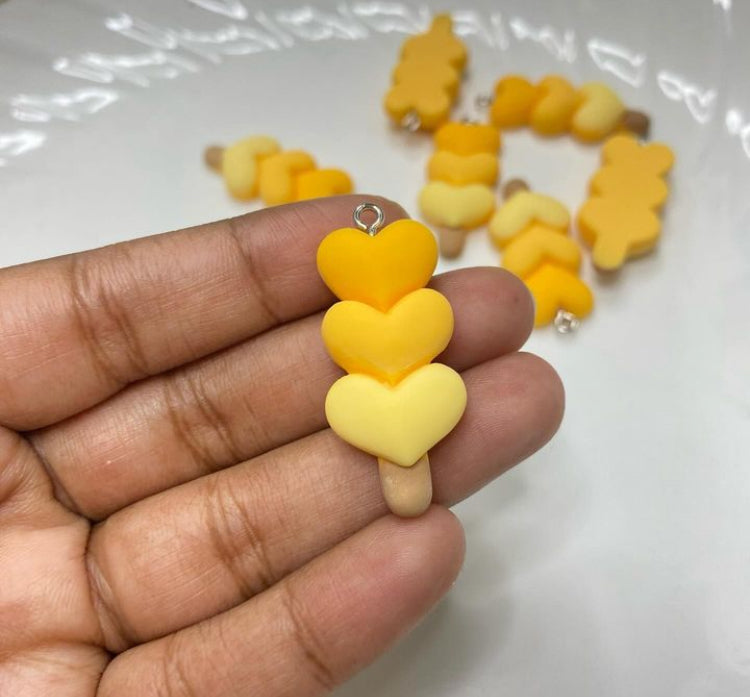 BBB 197 (B)YELLOW HEART POPSICLE kawaii themed resin charm (1PC)