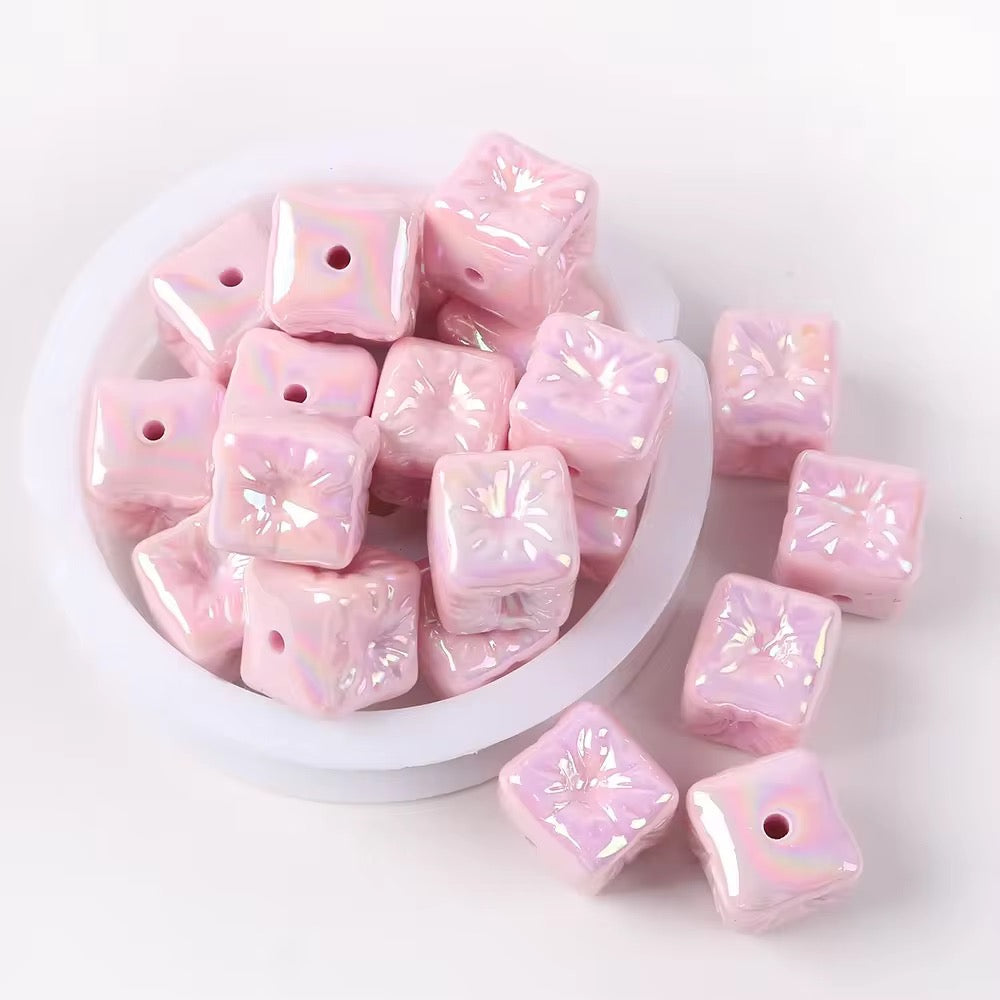 BBB 024 Cube balloon luminous Acrylic bead ( 1 pc )