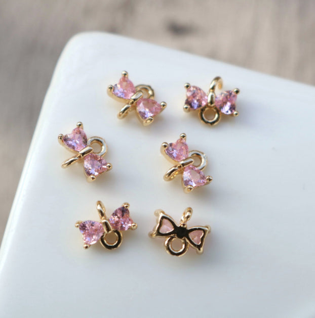 SS 454 Pink Butterfly CZ gold plated connector