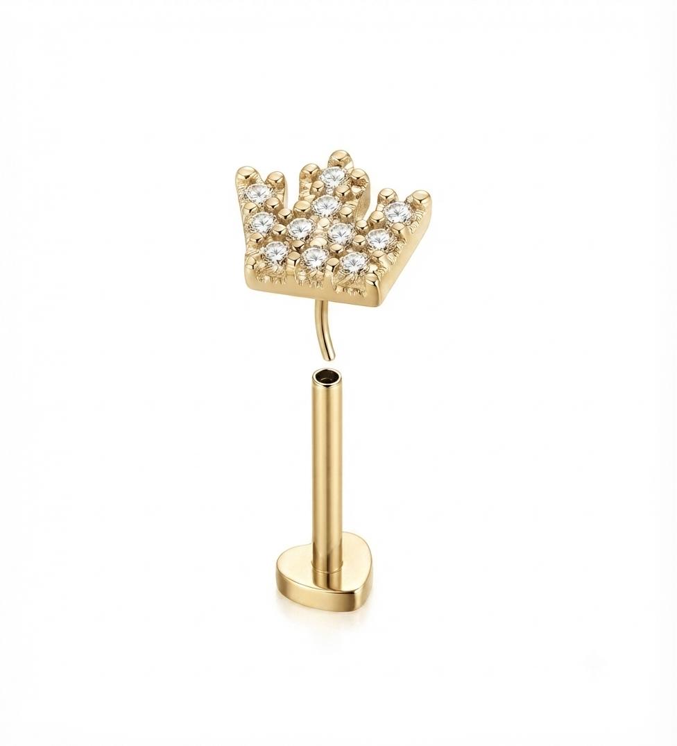 MSJ04R Zircon Cartilage 2nd piercing stud ( 1 pc )- 18k Gold PVD