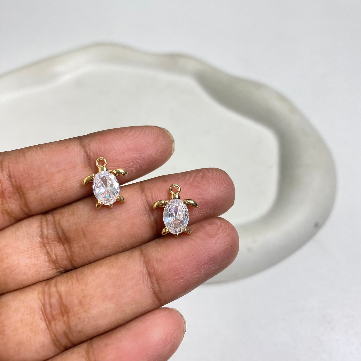 SS 1129 Turtle Zircon Charm 14k Gold plated ( 1 pc ) Anti tarnish ( 10:6 mm )