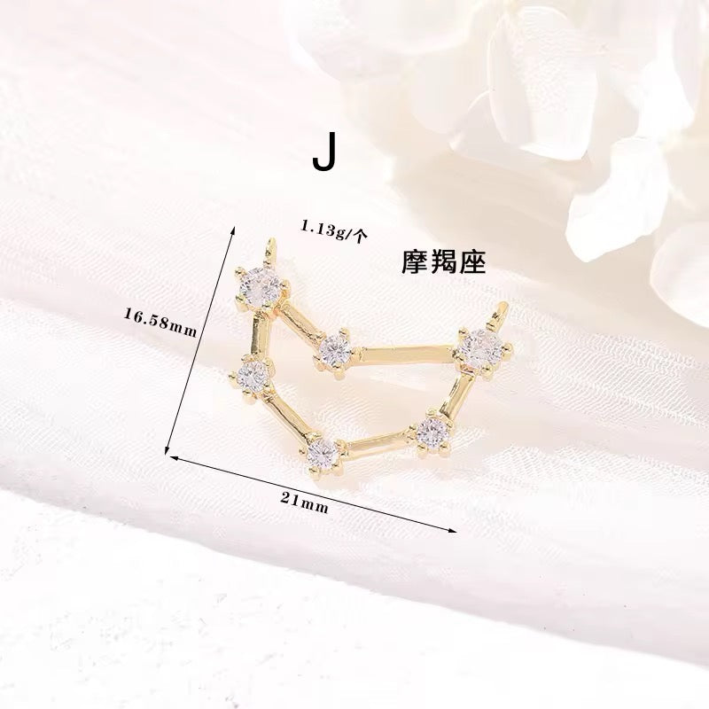 CZ 2383 Constellation singns Zircon 14k gold plated charm ( 1 pc ) - anti tarnish