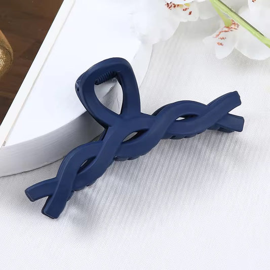 HA 03 (f) Dark Blue Large Braided Hair Claw Clip ( 1 pc )