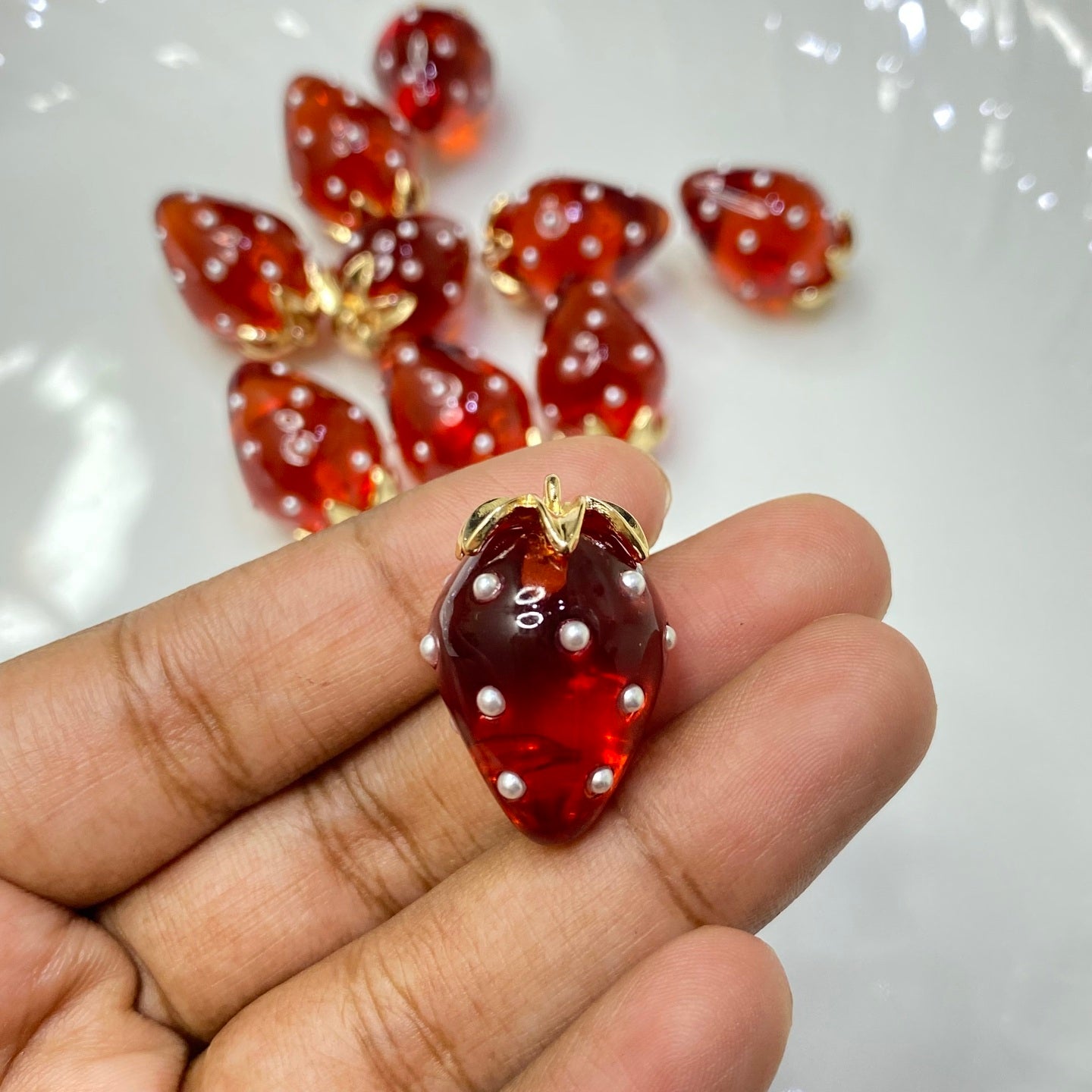 SS 876 strawberry gold plated charm ( 1 pc ) Anti tarnish