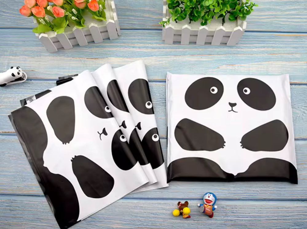 Cute Panda Poly Mailer Bag - Waterproof & Double Sided - Designer Premium Packaging ( 10:13 inch )